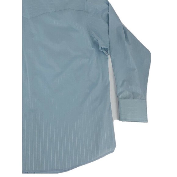 Men's Wrangler Long‎ Sleeve Button Up Shirt Pearl Snap Light Blue XXL 75222BL - Picture 9 of 10